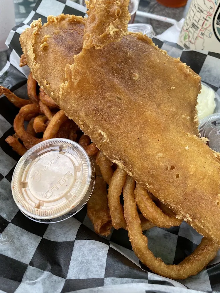 Fish and Chips Curly Fries Were Great