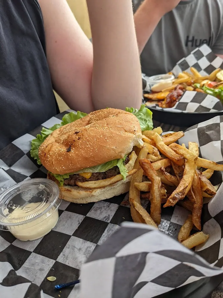 Pub Burger and Fries with Cheese
